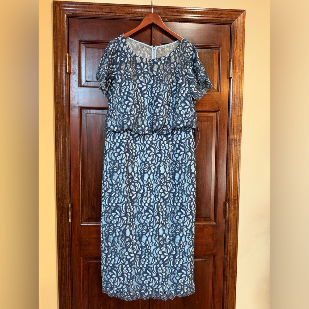 NWT JS Collections Dress, blue lace, 14W
